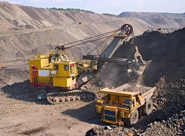 big yellow mining truck